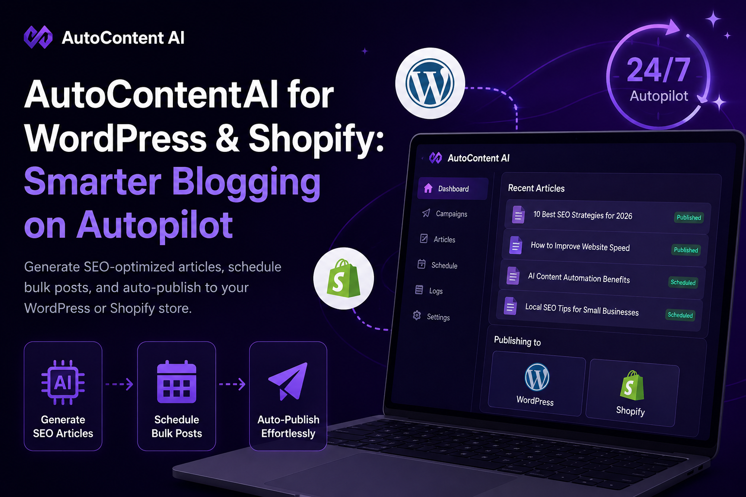 AutoContentAI for WordPress and Shopify: Smarter Blogging on Autopilot